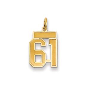14k Yellow Gold, Jersey Collection, Small Number 61 Pendant